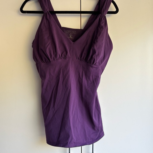 Athleta Vibrant Purple/Plum V-Neck Athletic Tank with Gathered Bust, Size XL - Picture 2 of 9